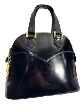 Yves Saint Laurent Black Patent Leather Top Handle Satchel Italy